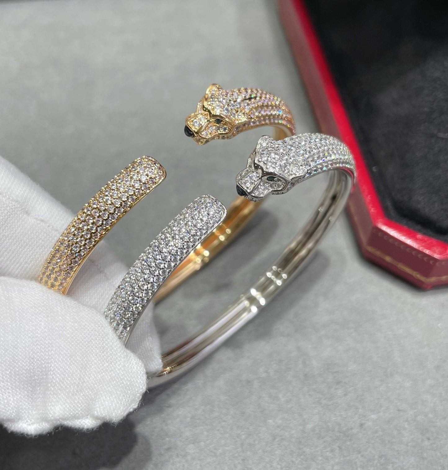 [CiCi]PANTHERE FULL DIAMOND OPEN BRACELET