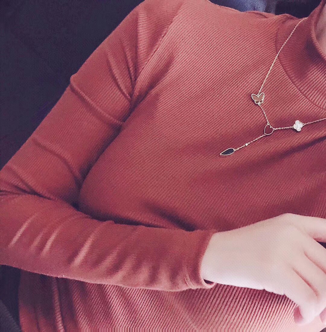 [CiCi]LUCKY SPRING 4 MOTIFS ROSE GOLD NECKLACE