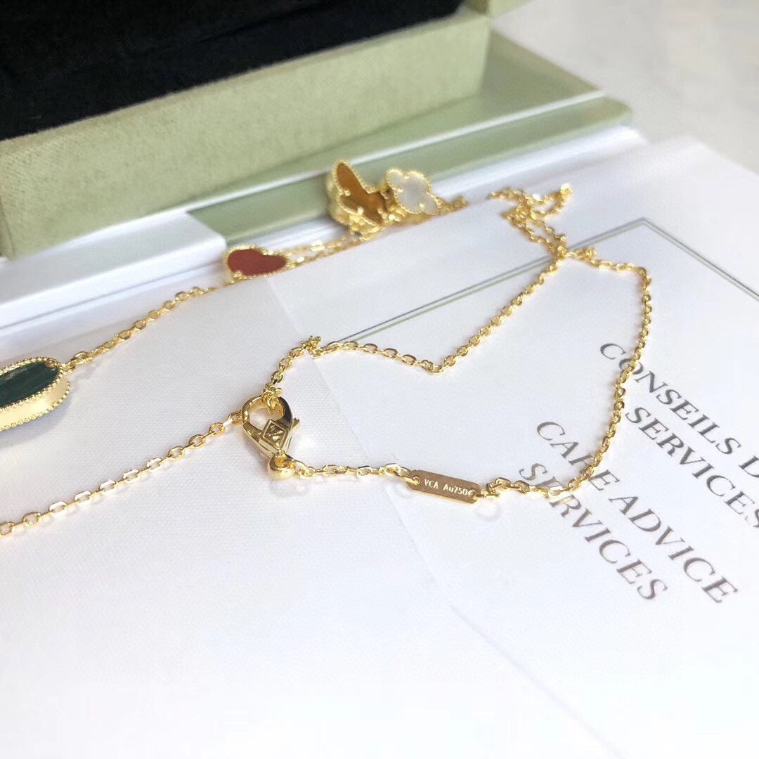 [CiCi]LUCKY SPRING 4 MOTIFS ROSE GOLD NECKLACE