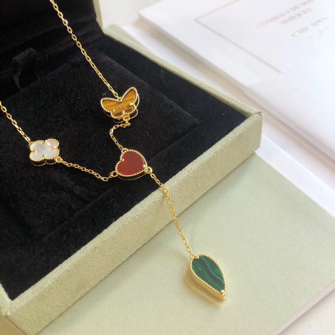 [CiCi]LUCKY SPRING 4 MOTIFS ROSE GOLD NECKLACE