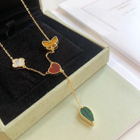 [CiCi]LUCKY SPRING 4 MOTIFS ROSE GOLD NECKLACE