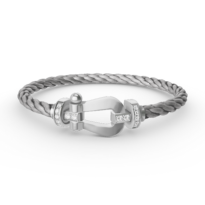 [CiCi]FORCE LARGE HORSESHOE HALF DIAMOND BRACELET SILVER
