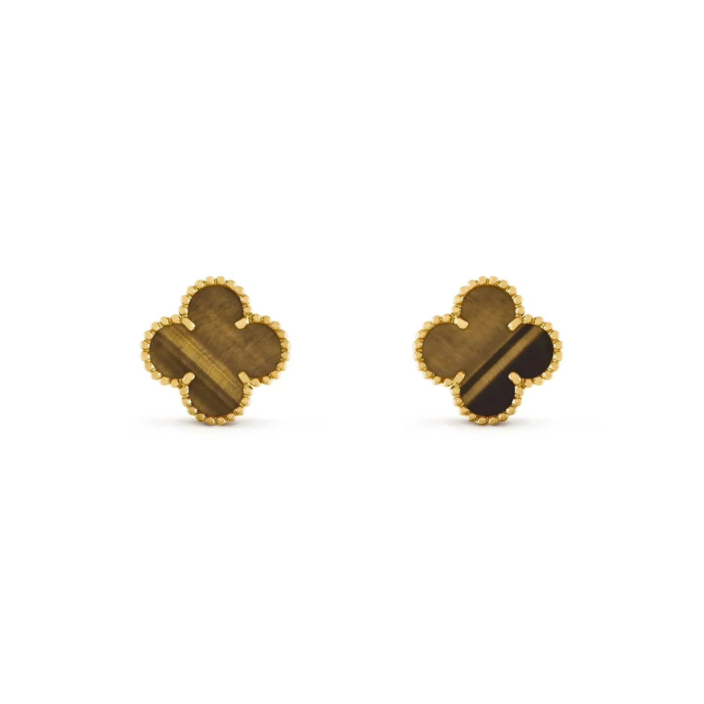 [CiCi]CLOVER MEDIUM 1 MOTIFS TIGER EYE EARRINGS