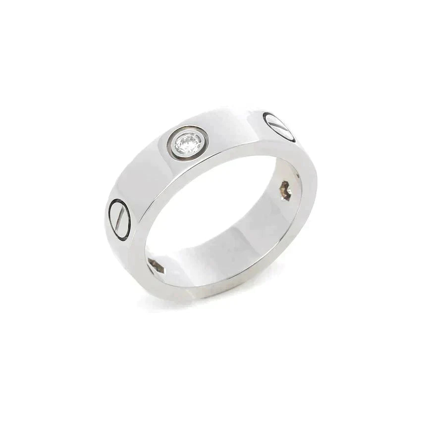[CiCi]LOVE RING 5.5MM 3 DIAMONDS SILVER