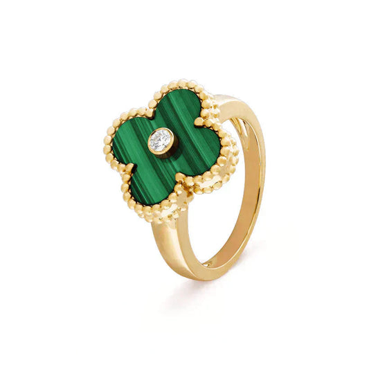 [CiCi]CLOVER MALACHITE RING GOLD DIAMOND