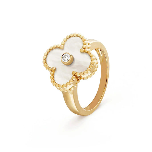 [CiCi]CLOVER PINK MOP RING GOLD DIAMOND